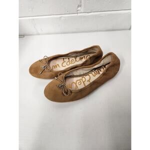 Sam Edelman Women's Suede Felicia Ballet Flats, Size 6.5M, Tan Color. Bow Accent
